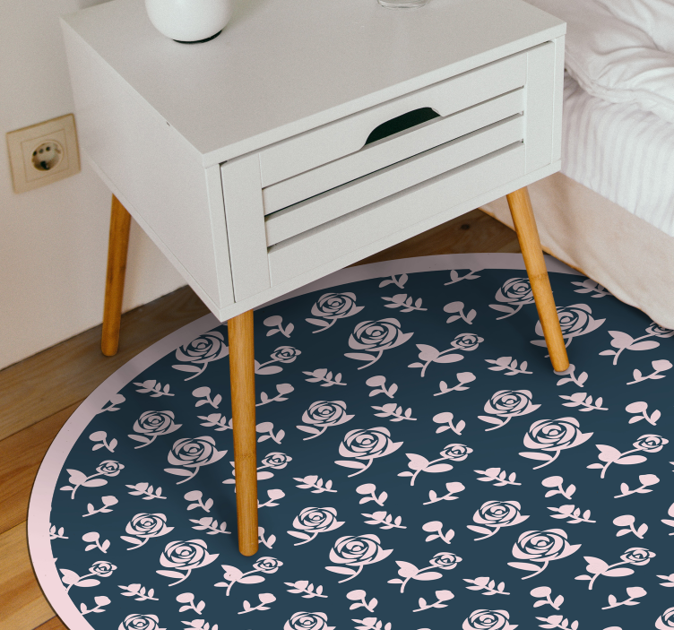 Roze bloemenpatroon vinyl tapijt bloemen en planten - TenStickers