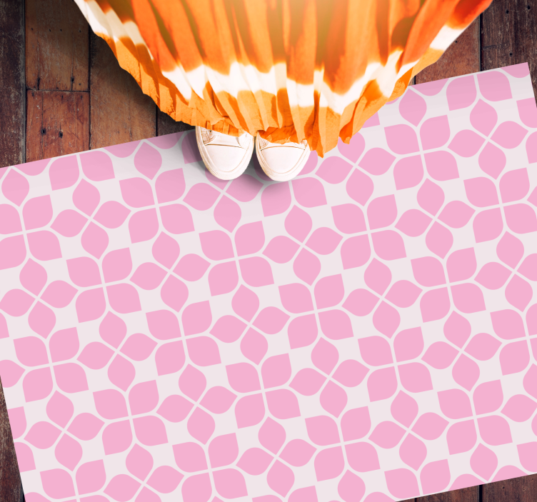 Roze bloementegel vinyl tapijt mozaïek - TenStickers