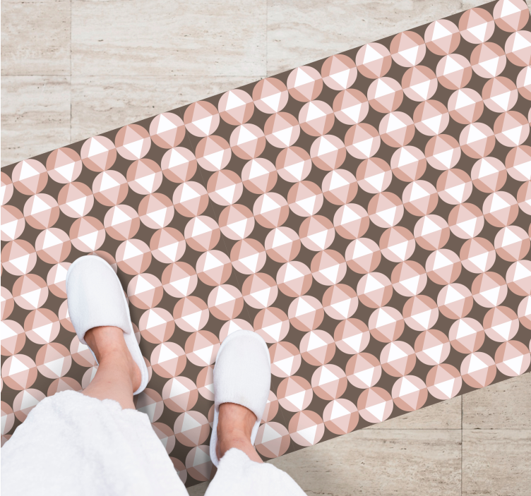 Roze geometrisch motief vinyl tapijt badkamer - TenStickers