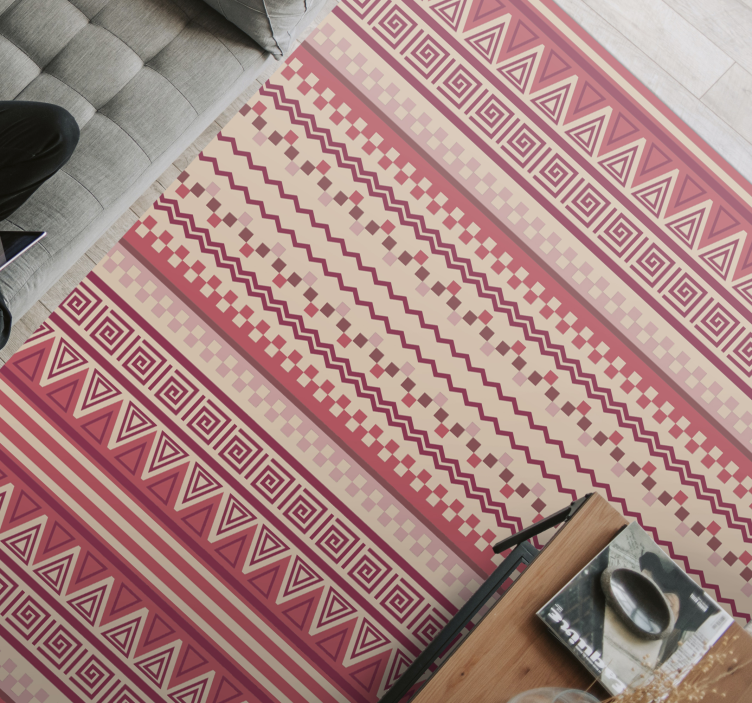 Roze gestreepte kilim etnisch vinyl tapijt - TenStickers