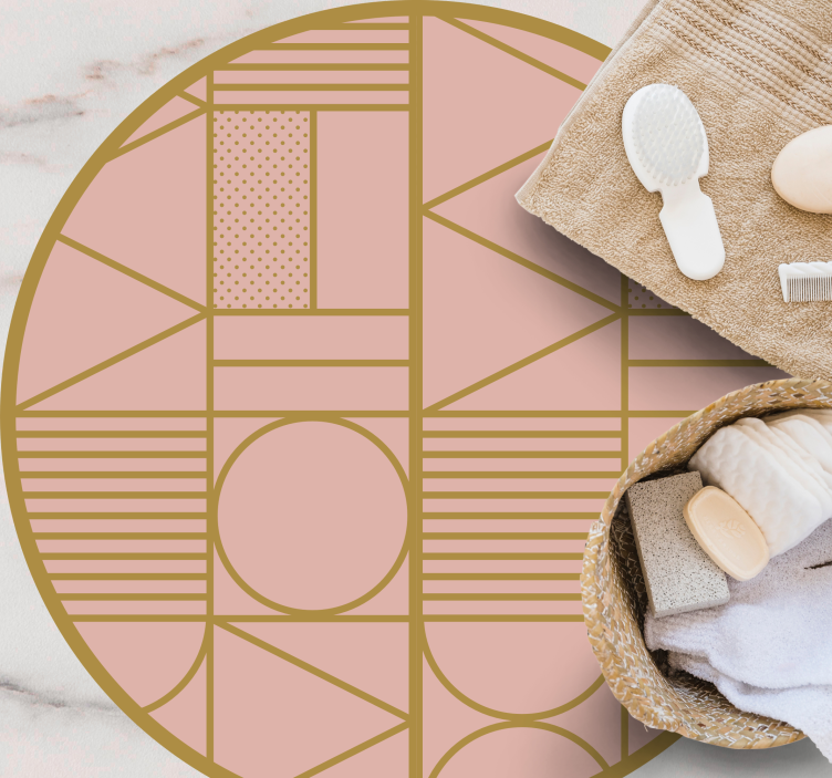Roze motief vinyl tapijt geometrisch - TenStickers