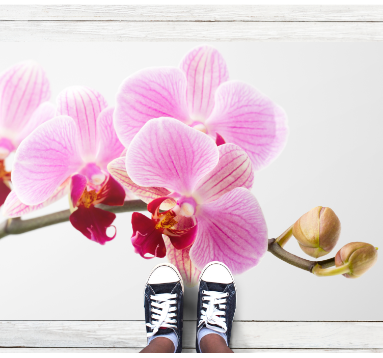 Roze orchideeënontwerp vinyl tapijt bloemen en planten - TenStickers