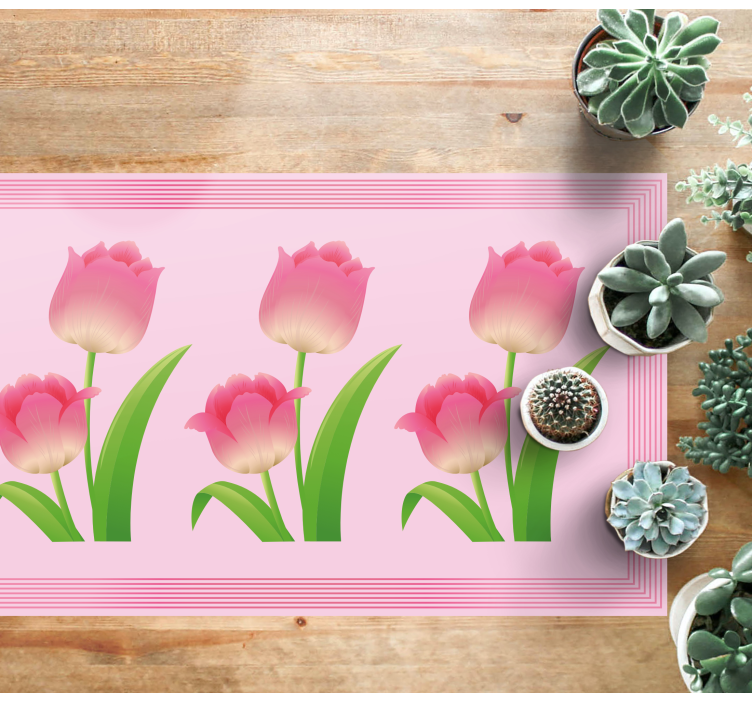 Roze tulpendisplay vinyl tapijt bloemen en planten - TenStickers