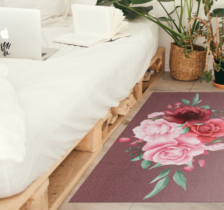 Rozenboeket elegantie vinyl tapijt bloemen en planten - TenStickers