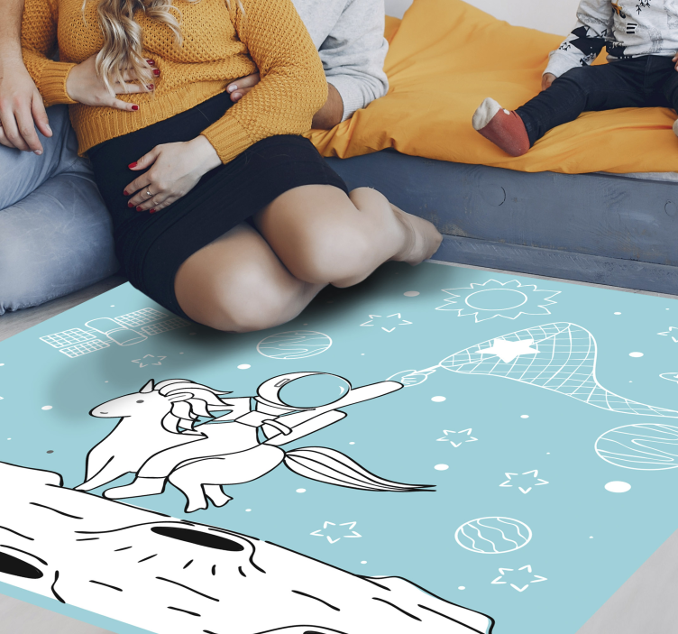 Ruimteavontuurmotief vinyl tapijt spel - TenStickers