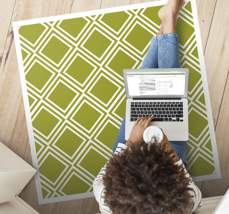 Ruitpatroonmotief vinyl tapijt geometrisch - TenStickers