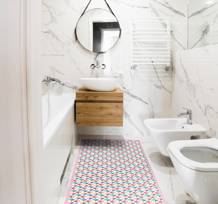 Runner met geometrisch patroon vinyl tapijt badkamer - TenStickers