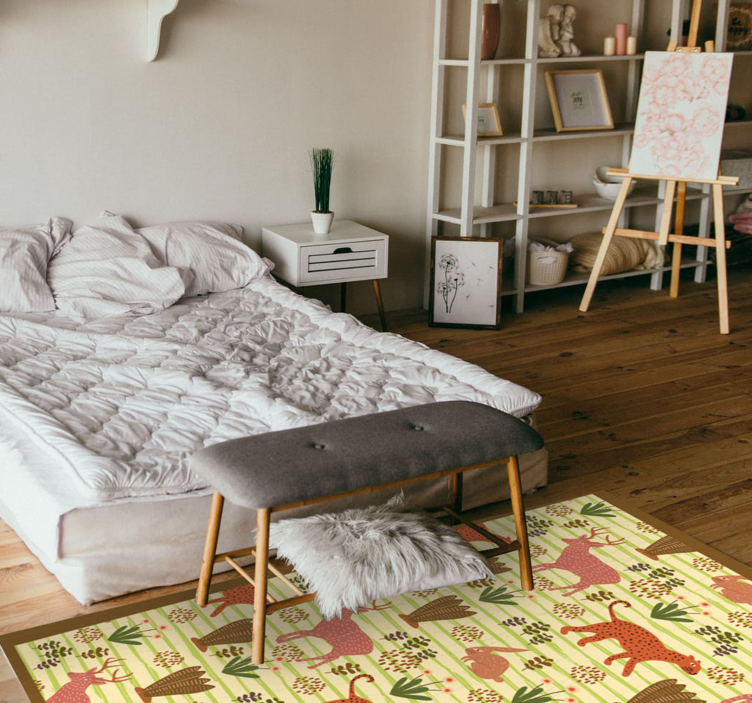 Safari wildlife patroon dieren vinyl tapijt - TenStickers