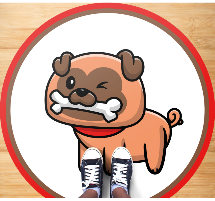 Bulldog met een bot dieren vinyl tapijt - TenStickers
