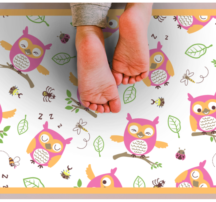 Schattig uilenpatroon vinyl tapijt baby - TenStickers