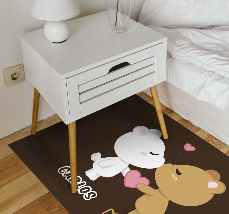 Schattig berenpaar vinyl tapijt met naam - TenStickers