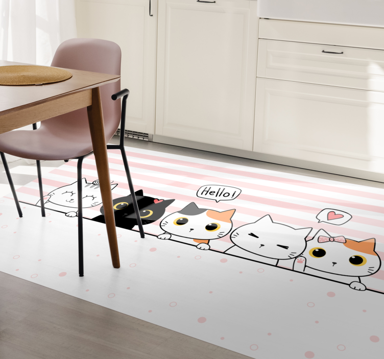 Schattige kattenvrienden vinyl tapijt voor meer kinderen - TenStickers