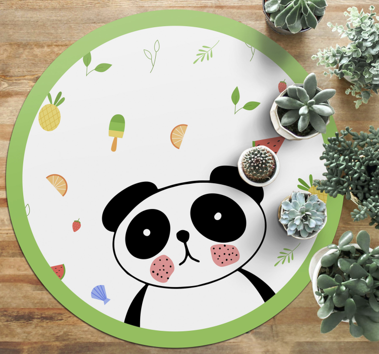 Schattige panda cirkel vinyl tapijt kind - TenStickers