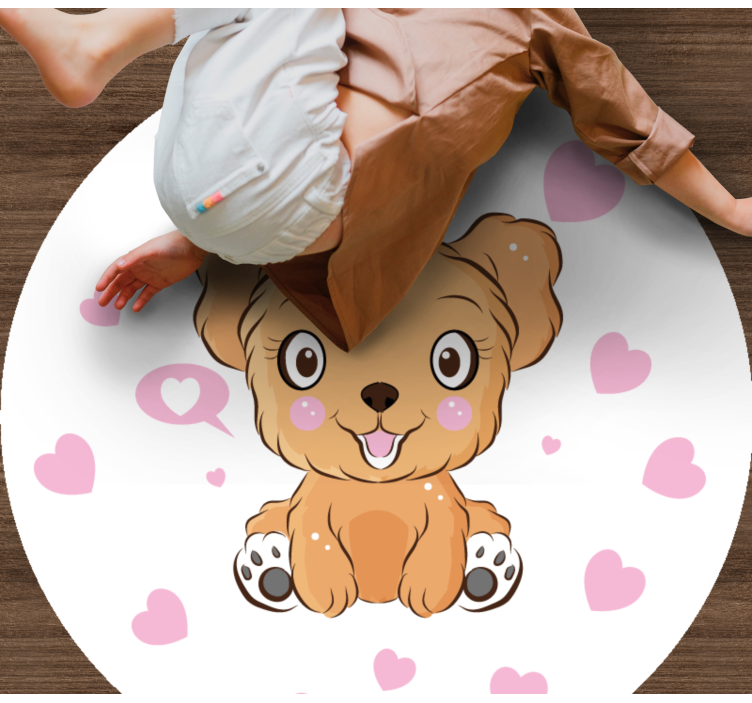 Schattige puppy illustratie vinyl vloerkleed rond - TenStickers