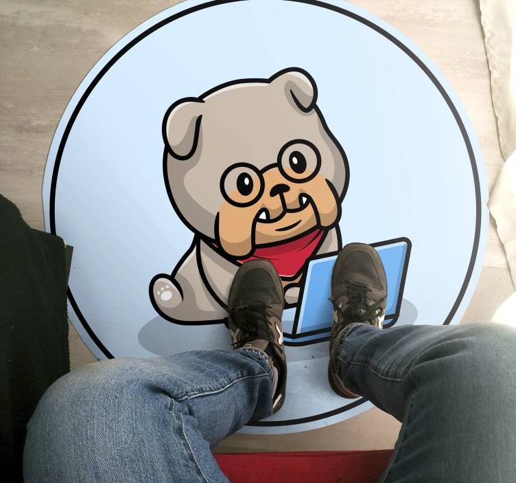 Puppy met computer dieren vinyl tapijt - TenStickers