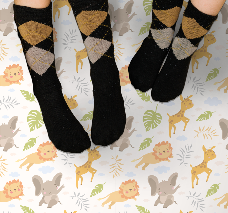 Schattige safari-wezens vinyl tapijt kind - TenStickers