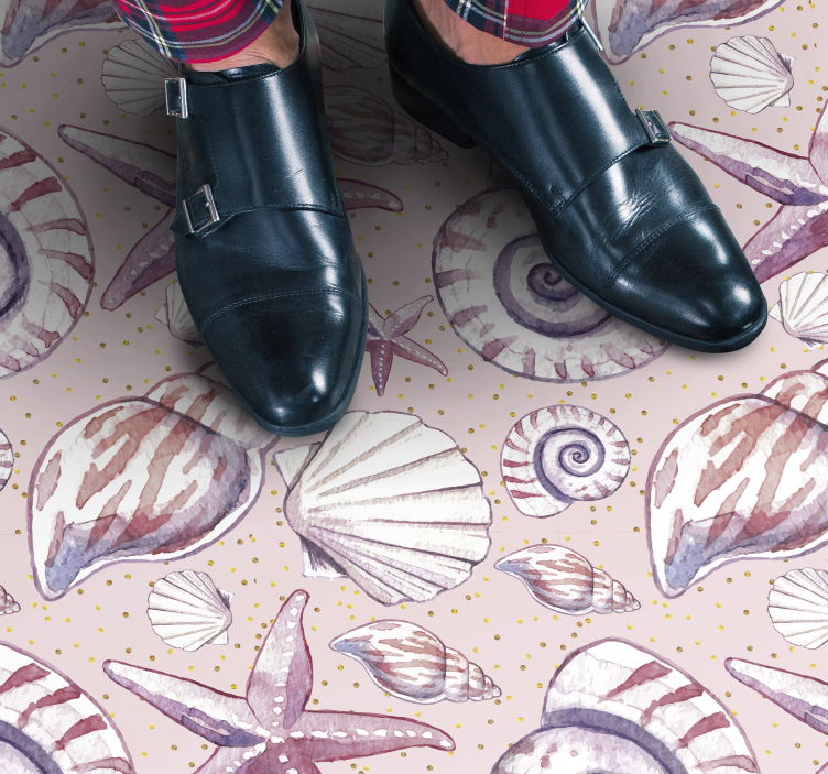 Schelpen en hemellichamen vinyl tapijt natuur - TenStickers