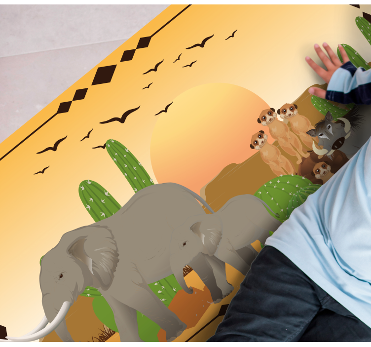Schemering olifant expeditie vinyl tapijt natuur - TenStickers