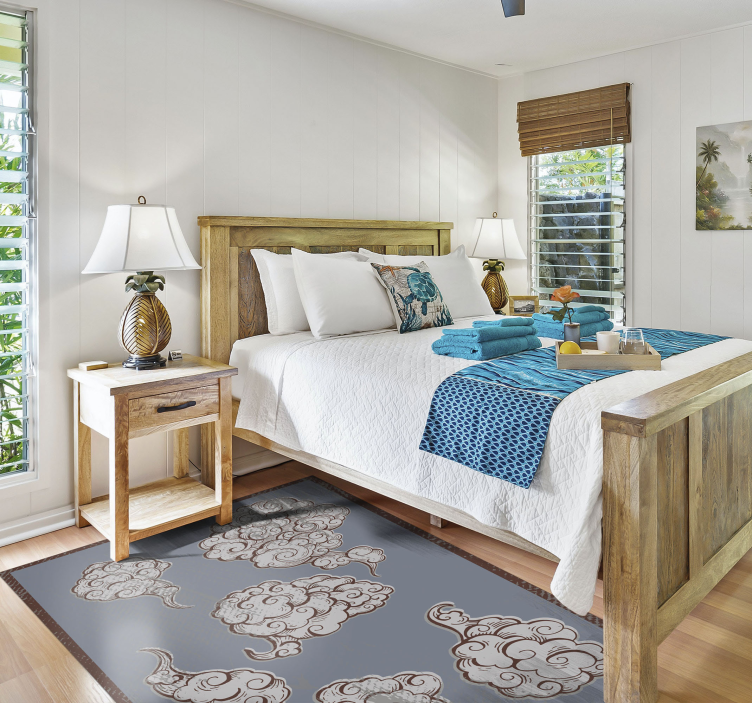 Sierlijke wolkenmotieven vinyl tapijt slaapkamer - TenStickers