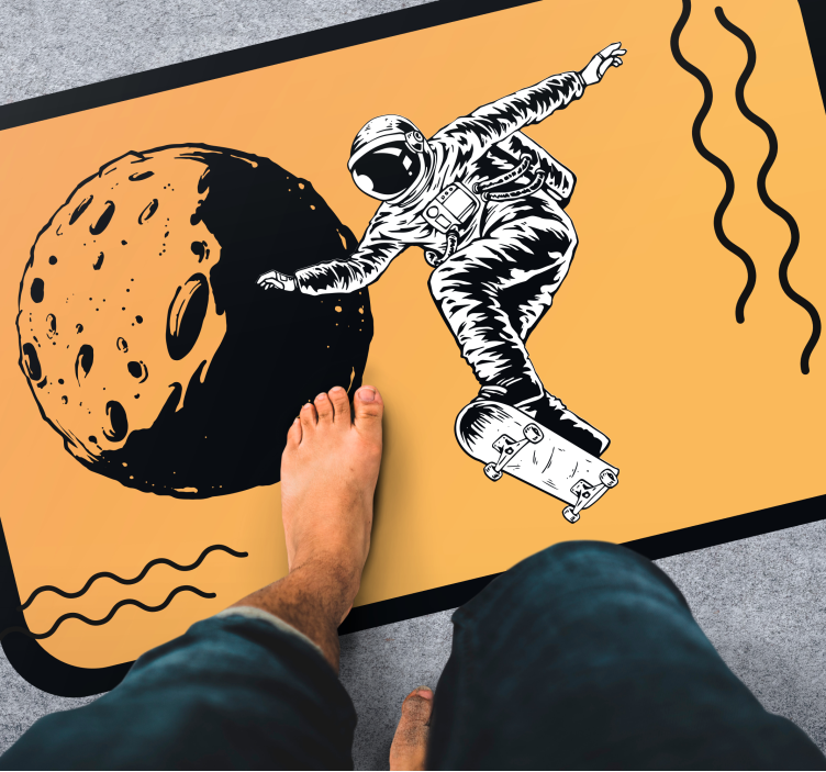 Skateboardende astronaut vinyl tapijt voor meer kinderen - TenStickers