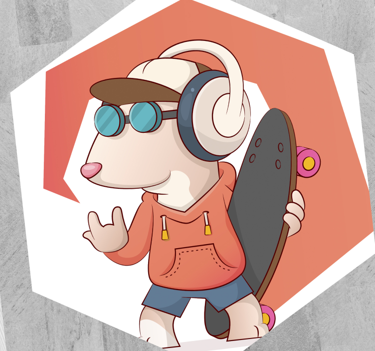 Skater muis illustratie vinyl tapijt voor meer kinderen - TenStickers