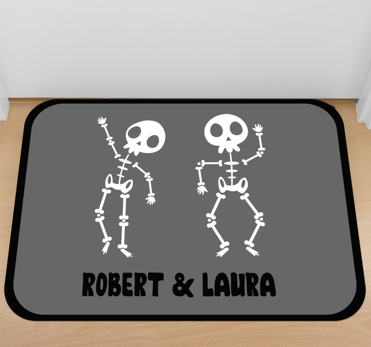 Skeletduo vinyl tapijt met naam - TenStickers