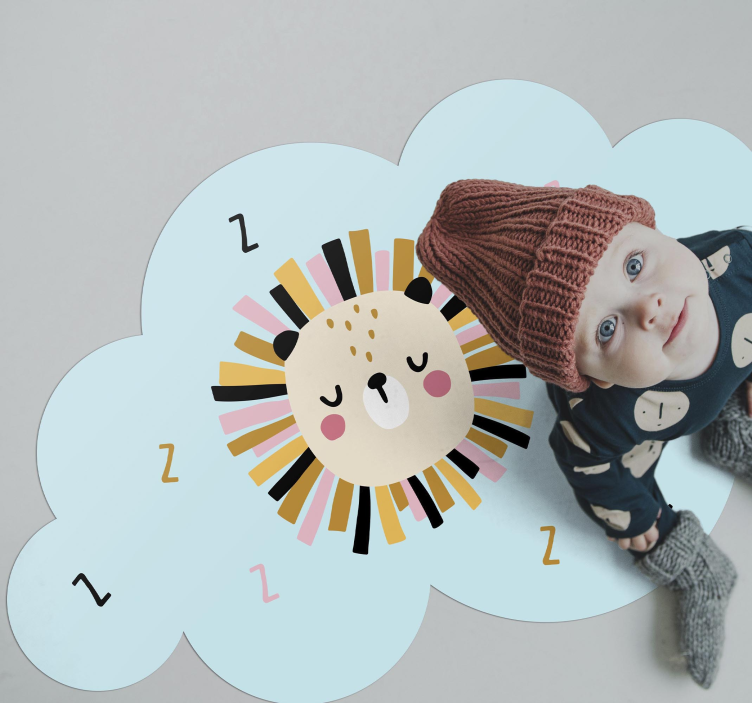 Slaperige leeuwenwolk vinyl tapijt kind - TenStickers