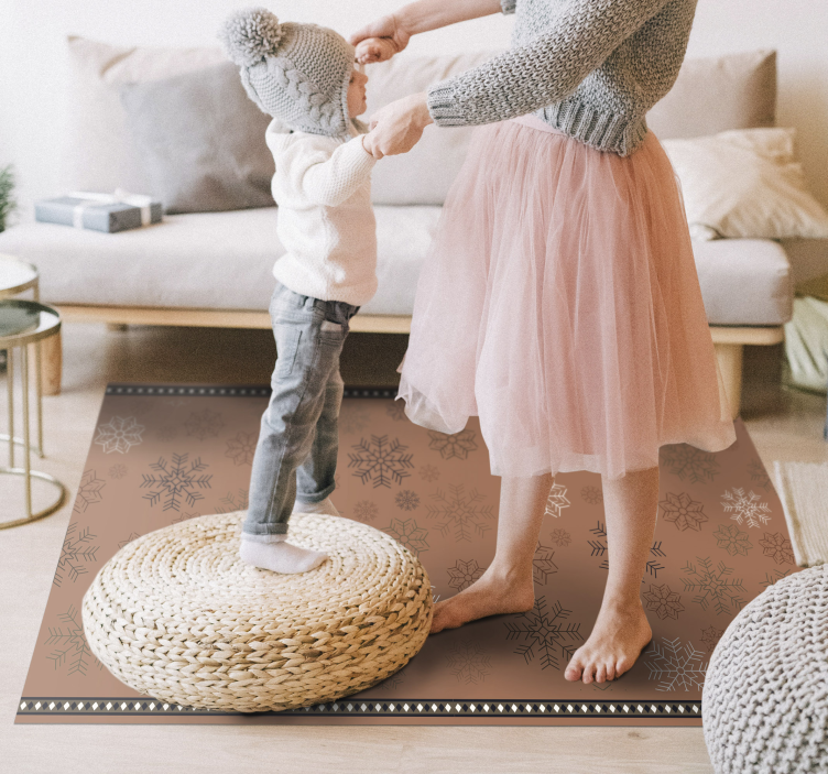 Sneeuwvlok motief vinyl tapijt bloemen en planten - TenStickers