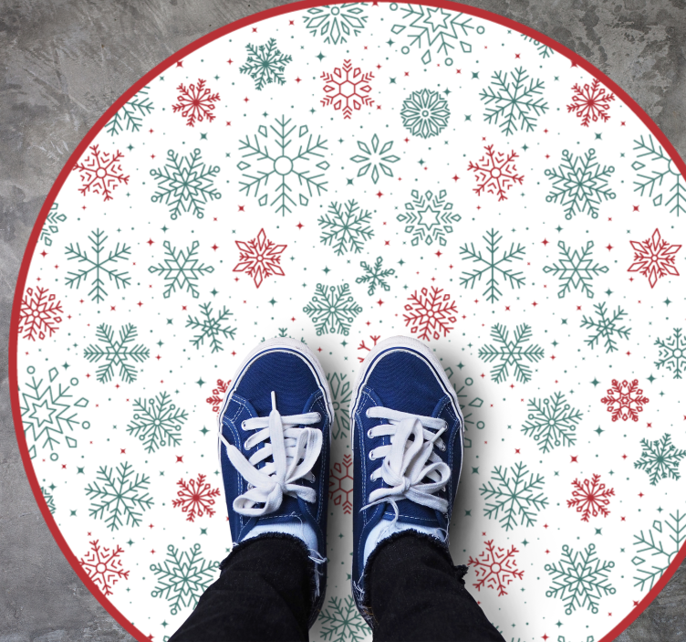 Sneeuwvlokken rond vinyl tapijt kerstmis - TenStickers