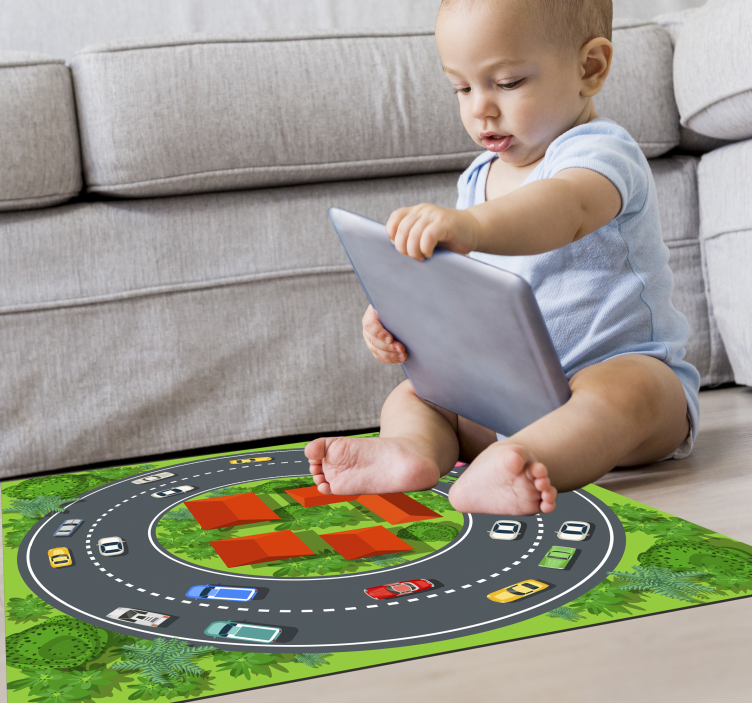 Speels circuit vinyl tapijt voor meer kinderen - TenStickers