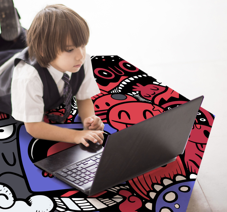 Speels monsterskunstwerk vinyl tapijt voor meer kinderen - TenStickers