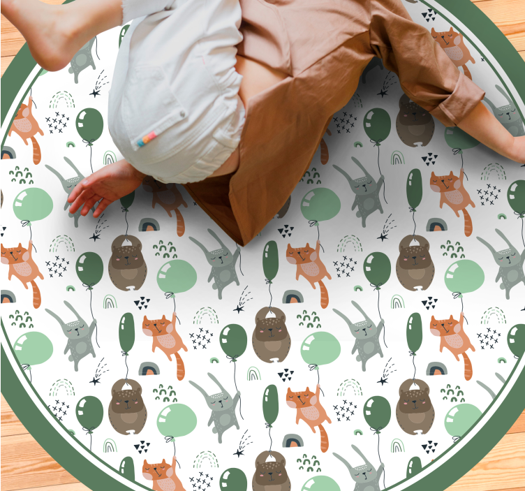 Speelse dierenballonnen vinyl tapijt kind - TenStickers