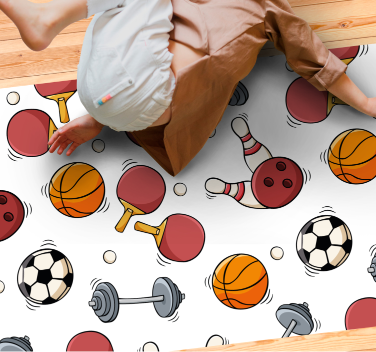 Sportplezier elementen vinyl tapijt tiener - TenStickers