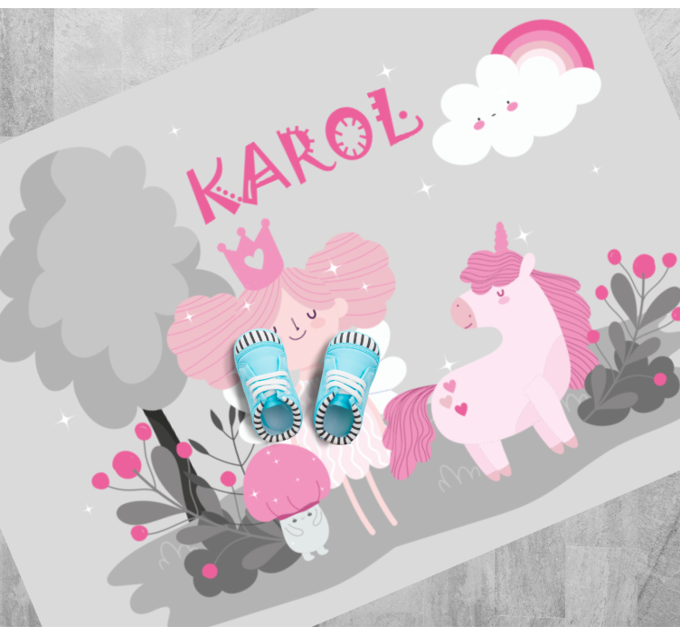 Vinyl tapijt voor meer kinderen sprookjesscène met naam - TenStickers