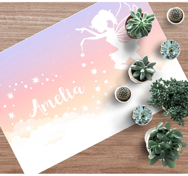 Aangepaste feeënwolk vinyl tapijt met naam - TenStickers