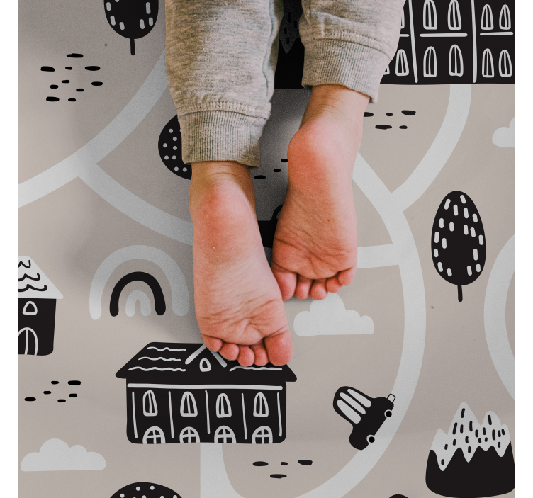 Stadswegenpatroon vinyl tapijt kind - TenStickers