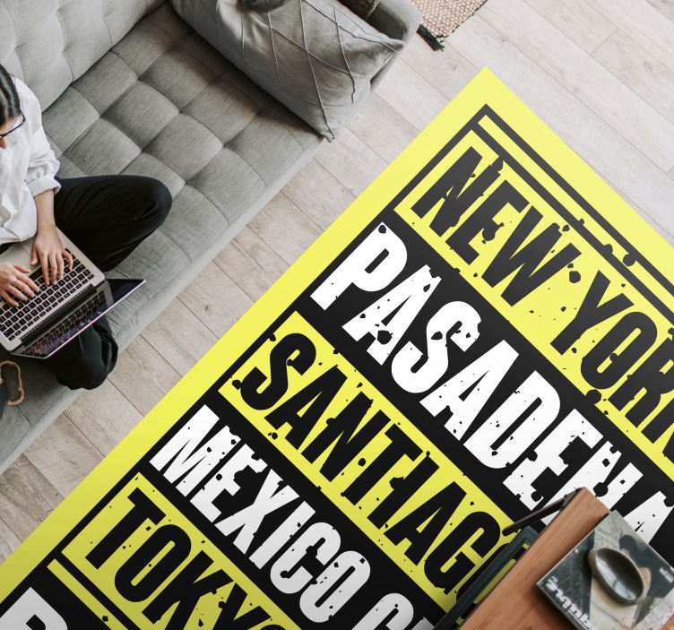 Steden tekstoverlay vinyl tapijt zinnen en teksten - TenStickers