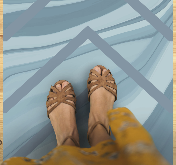 Stijlvolle blauwe golven marmeren vinyl tapijt - TenStickers