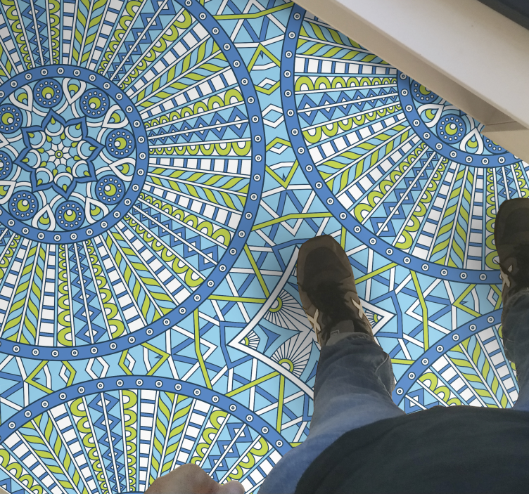 Stijlvolle geometrische patronen vinyl tapijt mandala - TenStickers