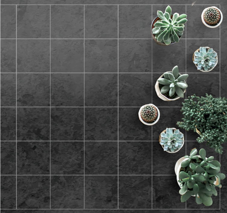 Strakke zwarte vierkanten vinyl tapijt stenenstructuur - TenStickers