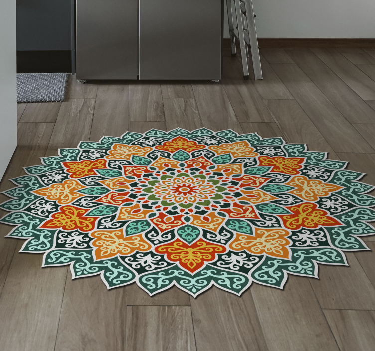 Stralend cirkelontwerp vinyl tapijt mandala - TenStickers