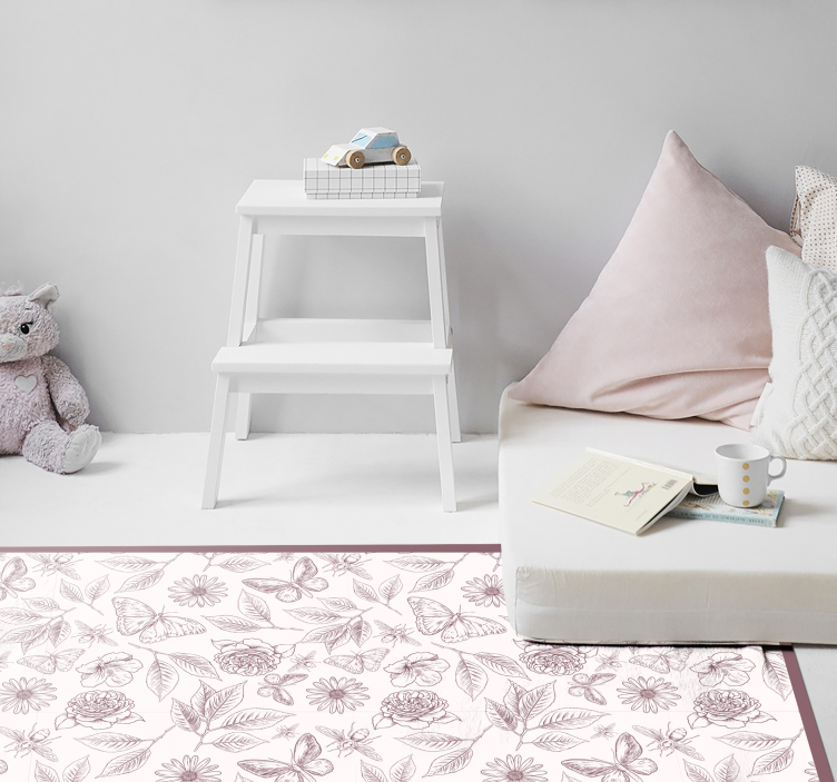 Subtiel bloesemarrangement vinyl tapijt bloemen en planten - TenStickers