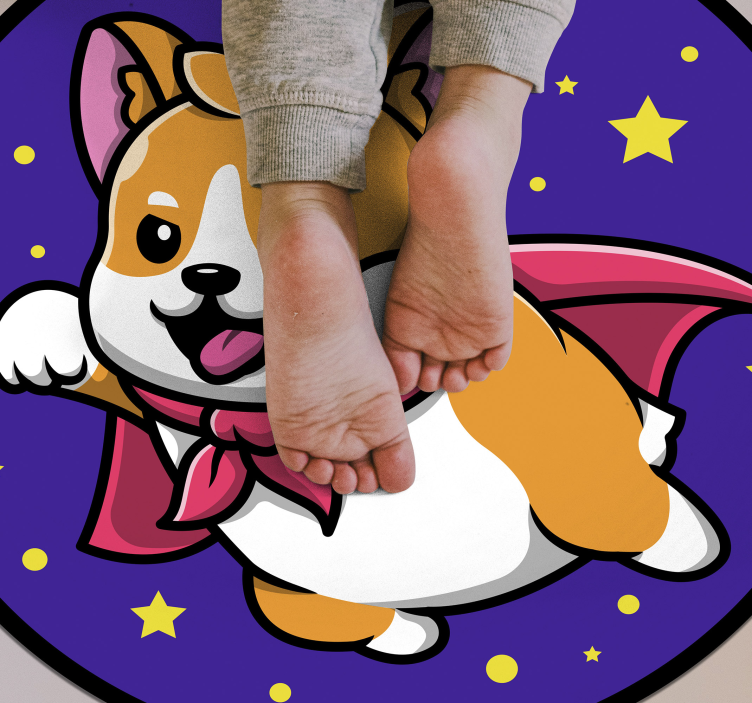 Superheld corgi vinyl tapijt kind - TenStickers