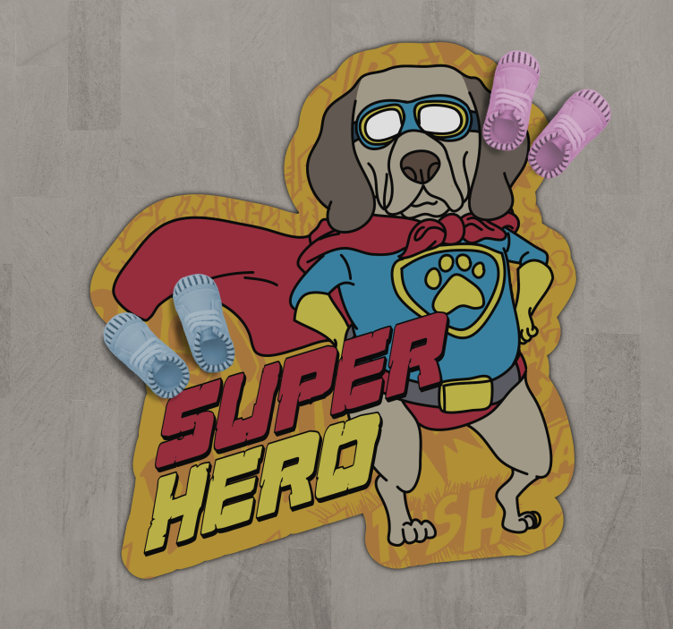 Superheld hond vinyl tapijt voor meer kinderen - TenStickers