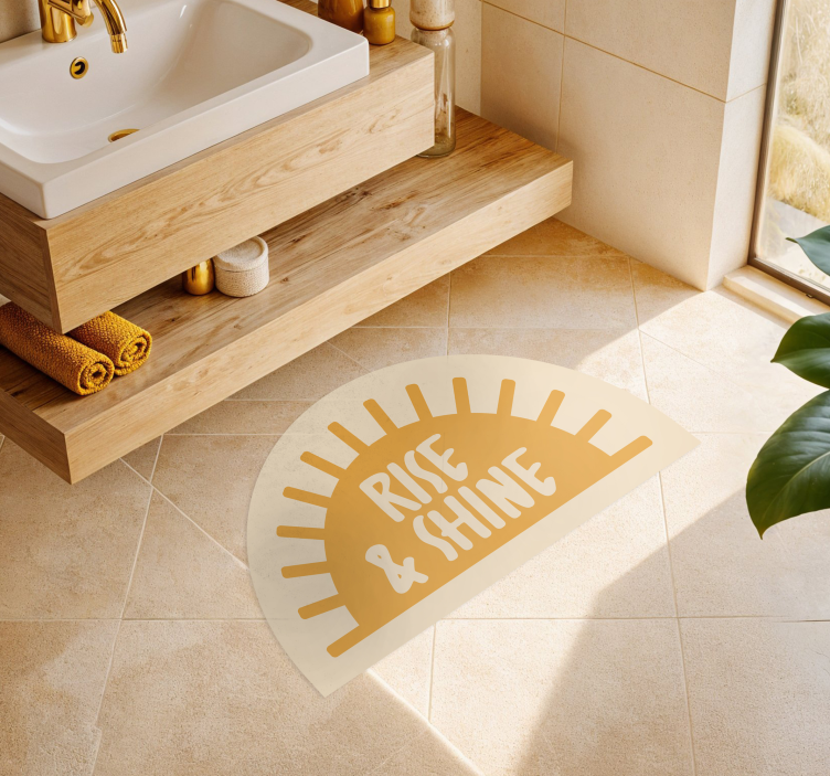 Tekst rise and shine vinyl tapijt badkamer - TenStickers