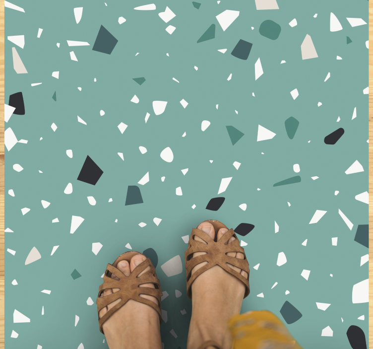 Groene terrazzo stijl vinyl tapijt stenenstructuur - TenStickers
