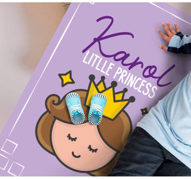 Thema kleine prinses vinyl tapijt met naam - TenStickers