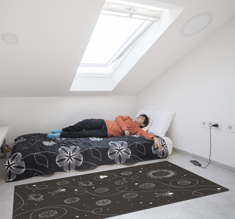 Thema ruimteverkenning vinyl tapijt spel - TenStickers