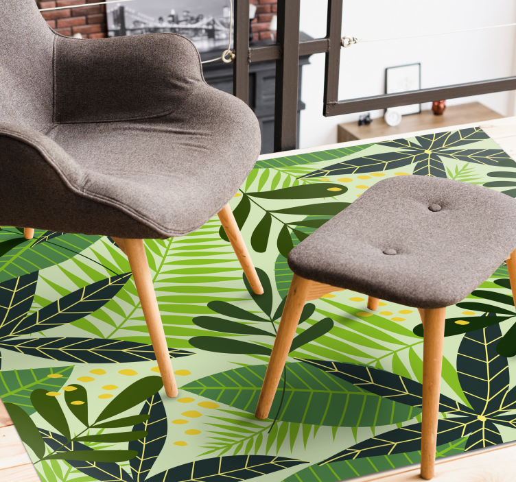 Tropisch blad botanisch vinyl vloerkleed bloemen en planten - TenStickers
