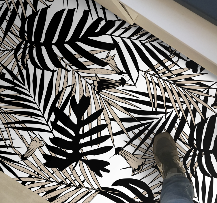 Tropisch bladelement vinyl tapijt natuur - TenStickers